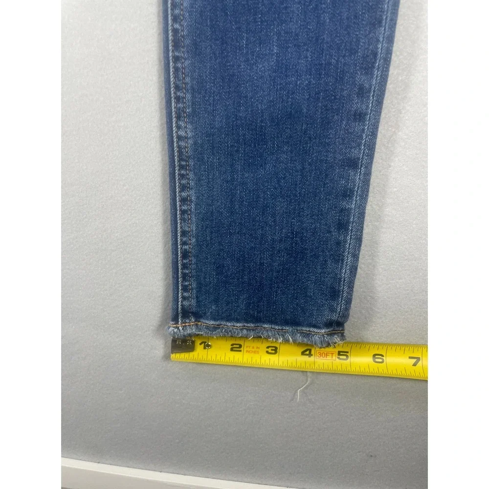 Rag & Bone JEAN Skinny Jeans La Paz Blue Distressed Raw Hem W1502K520LAP Size 25